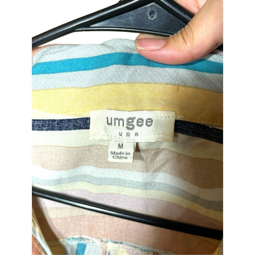 Umgee Striped Short Sleeve Button Down Shirt Dress Size M - Picture 9 of 10